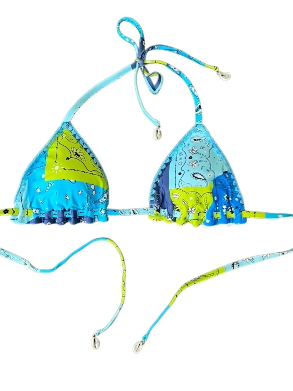 Aerie Crochet Trim String Triangle Bikini Top Size Large